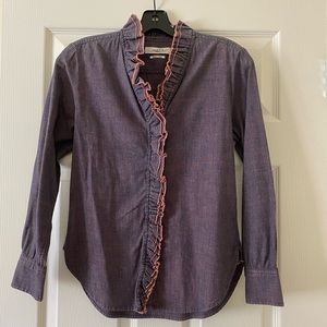 EUC Isabel Etoile Marant Purple Ruffle Blouse Size 36 XS